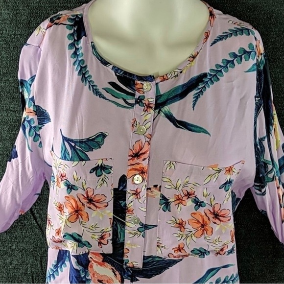 Fig & Flower Rayon Bold Floral Shirt Dress - Picture 2 of 8